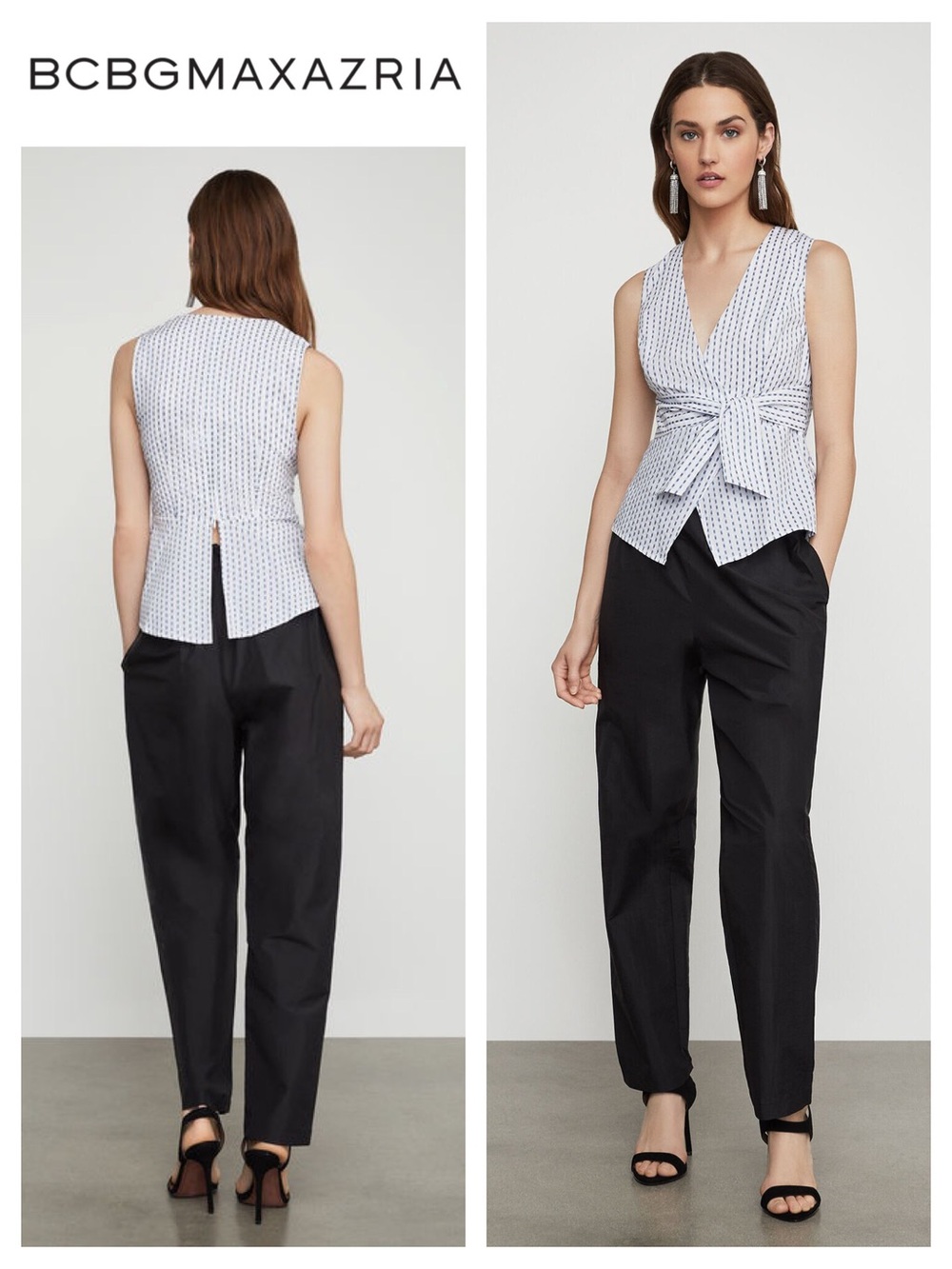 BCBGMaxAzria Ikat Stripe Faux Wrap Top